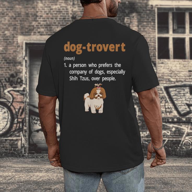 Dog-Trovert Shih Tzu Humor Definition Introvert Men's Back Print T-Shirt