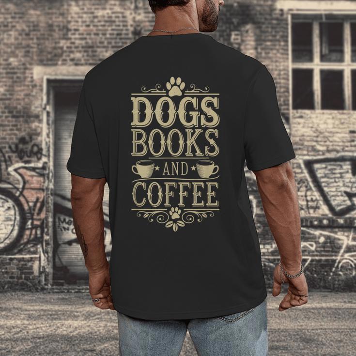 Dogs Books And Coffee Men's Back Print T-Shirt