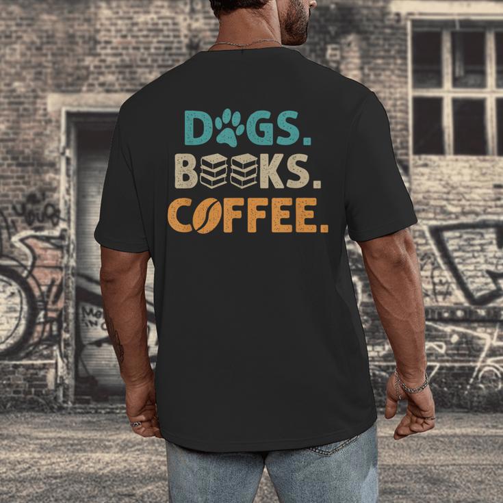 Dogs Books Coffee Reading Book Lover Men's Back Print T-Shirt