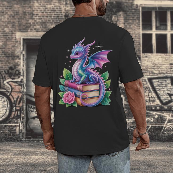 Dragon Book Fantasy Reading Men's Back Print T-Shirt Dragon Book Fantasy Reading Men's Back Print T-Shirt