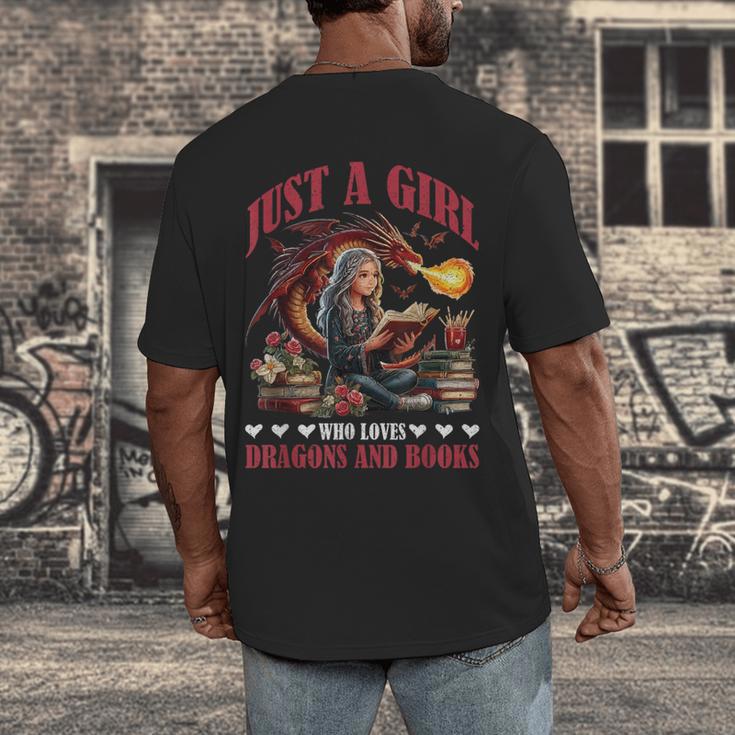 Dragon Just A Girl Who Loves Dragons And Books Men's Back Print T-Shirt Dragon Just A Girl Who Loves Dragons And Books Men's Back Print T-Shirt