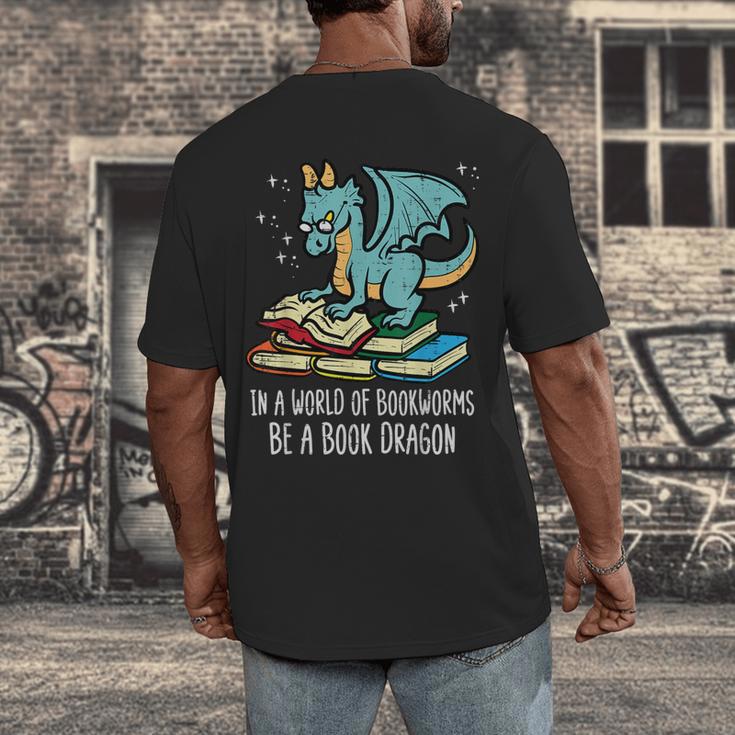 Be A Dragon Read Reading Book Librarian Men Women Kids Men's Back Print T-Shirt