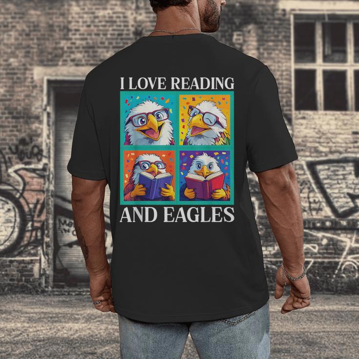 Eagle Love Reading And Eagles Child Book Lover Men's Back Print T-Shirt Eagle Love Reading And Eagles Child Book Lover Men's Back Print T-Shirt
