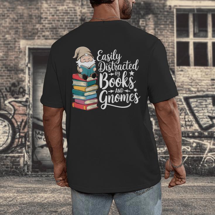Easily Distracted By Books And Gnomes Men's Back Print T-Shirt Easily Distracted By Books And Gnomes Men's Back Print T-Shirt