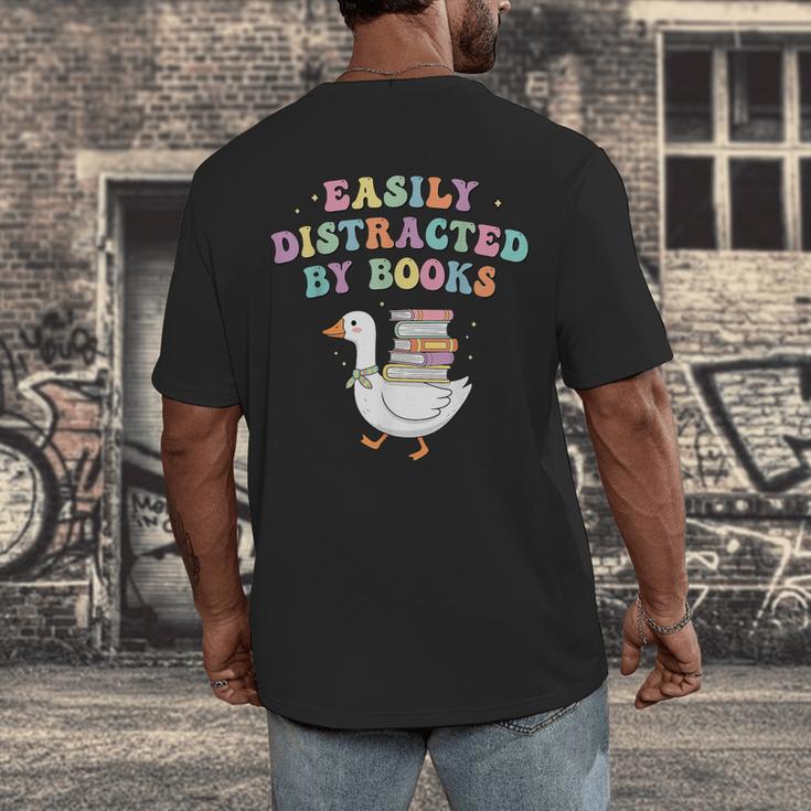 Easily Distracted By Books Silly-Goose Bookish Library Read Men's Back Print T-Shirt