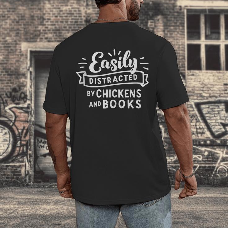 Easily Distracted By Chickens And Books Farm Men's Back Print T-Shirt
