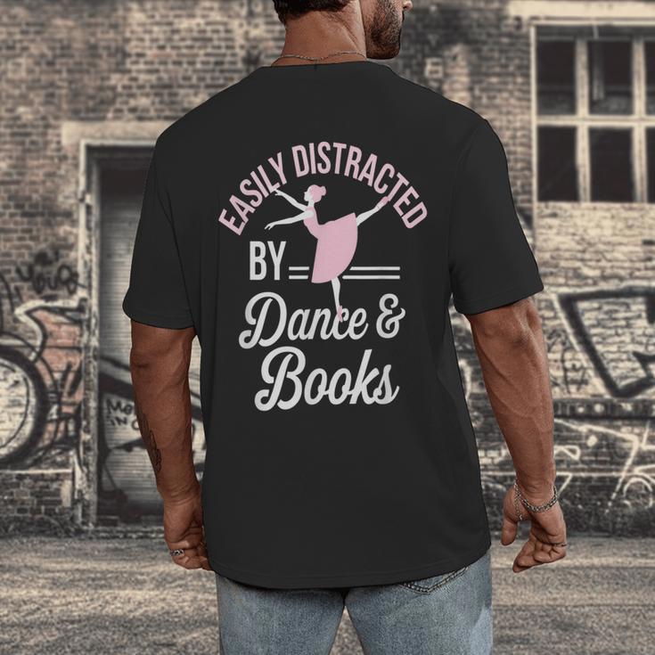 Easily Distracted By Dance And Books Ballet Fun Men's Back Print T-Shirt