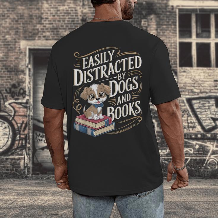 Easily Distracted By Dogs And Books Reader Animal Dog Men's Back Print T-Shirt