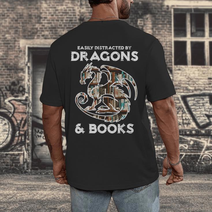 Easily Distracted By Dragons Books Bookworm Women Men Kids Men's Back Print T-Shirt