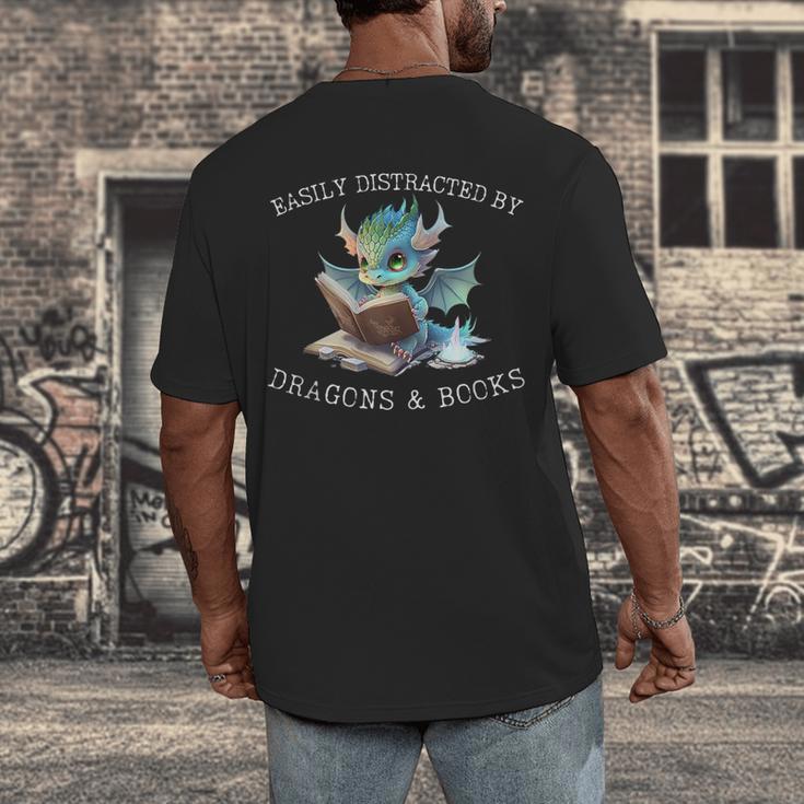 Easily Distracted By Dragons And Books Introvert Shirt Men's Back Print T-Shirt Easily Distracted By Dragons And Books Introvert Shirt Men's Back Print T-Shirt