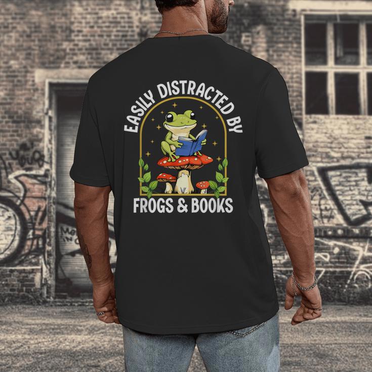 Easily Distracted By Frogs And Books Men's Back Print T-Shirt
