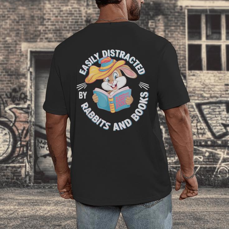 Easily Distracted By Rabbits And Books Reading Men's Back Print T-Shirt