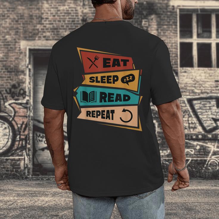 Eat Sleep Read Repeat Reading Books Reader Bookworm Men's Back Print T-Shirt