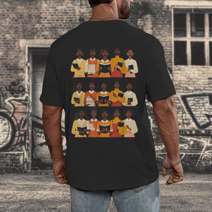 Educated Afro Women Girl Reading Book Future HBCU Grad Men's Back Print T-Shirt Educated Afro Women Girl Reading Book Future HBCU Grad Men's Back Print T-Shirt