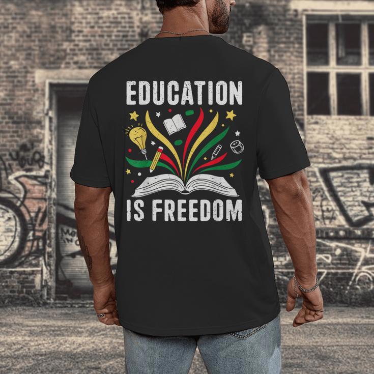 Education Is Freedom Books History Teacher Kids Men's Back Print T-Shirt