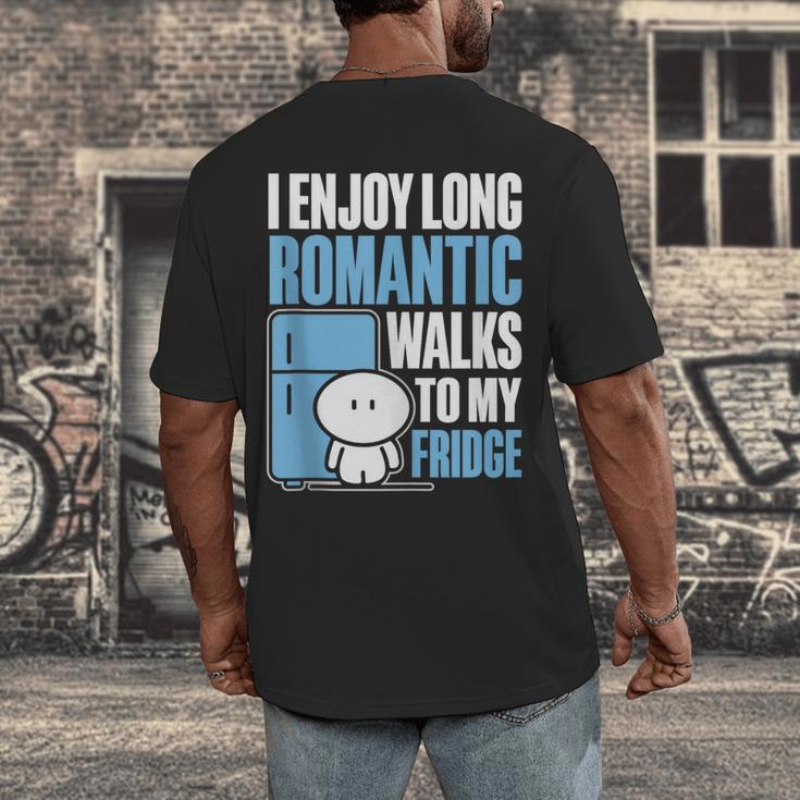 I Enjoy Long Romantic Walks To My Fridge Introvert Men's Back Print T-Shirt I Enjoy Long Romantic Walks To My Fridge Introvert Men's Back Print T-Shirt