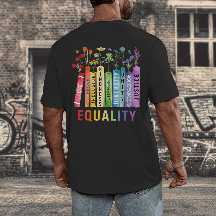 Equality Books Peace Love Compassion LGBT Gay Lesbian Pride Men's Back Print T-Shirt