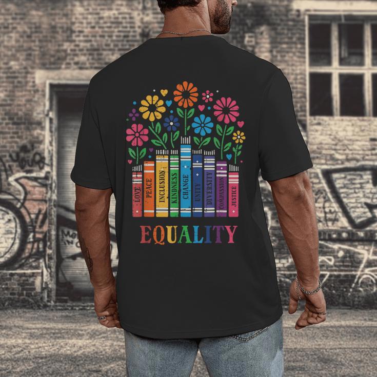 Equality Love Peace Compassion Books Protest Women Girls Kid Men's Back Print T-Shirt Equality Love Peace Compassion Books Protest Women Girls Kid Men's Back Print T-Shirt