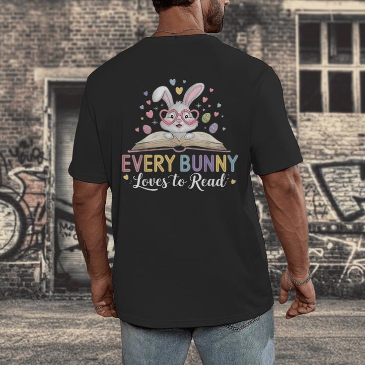 Every Bunny Loves To Read Book Lover Bookworm Rabbit Easter Men's Back Print T-Shirt