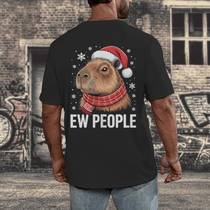 Ew People Capybara Christmas Introvert Holiday Humor Men's Back Print T-Shirt Ew People Capybara Christmas Introvert Holiday Humor Men's Back Print T-Shirt