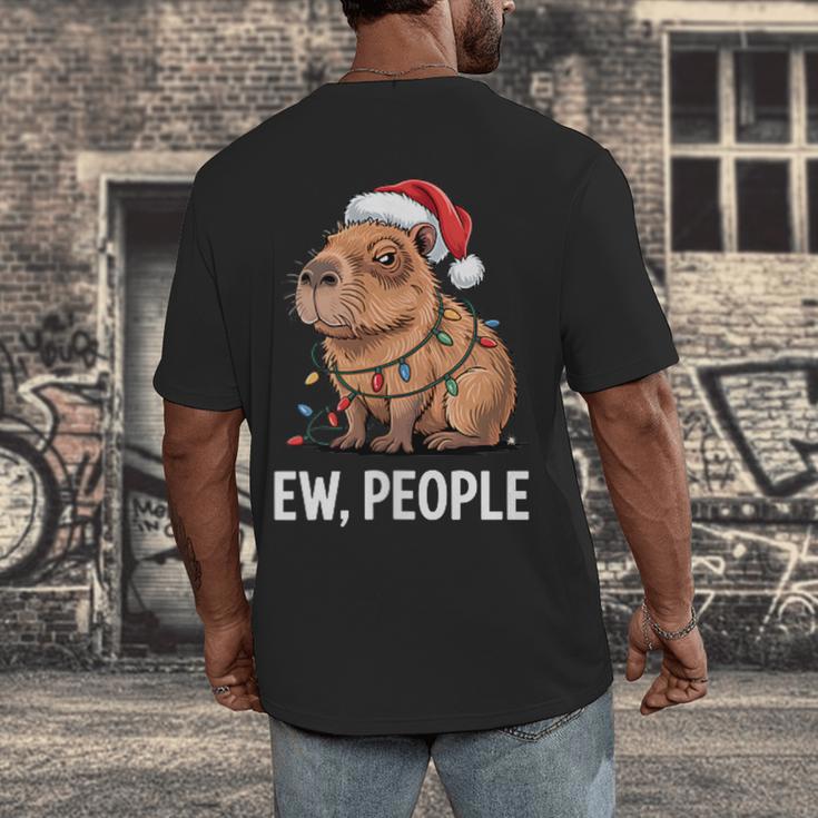 Ew People Capybara Christmas Lights Introvert Humor Men's Back Print T-Shirt Ew People Capybara Christmas Lights Introvert Humor Men's Back Print T-Shirt