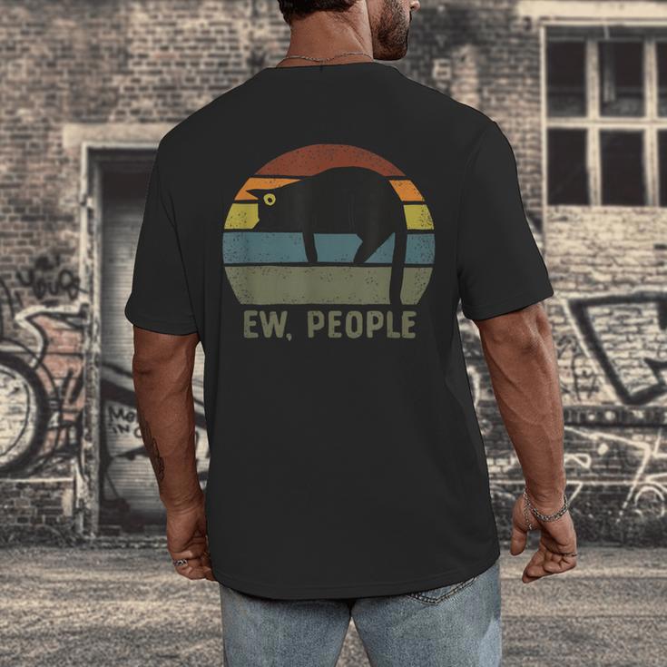 Ew People Cat Lazy Introvert Anti Social Men's Back Print T-Shirt