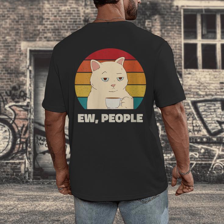 Ew People Introvert Cat Lover Crazy Colorful Cat Lady Men's Back Print T-Shirt