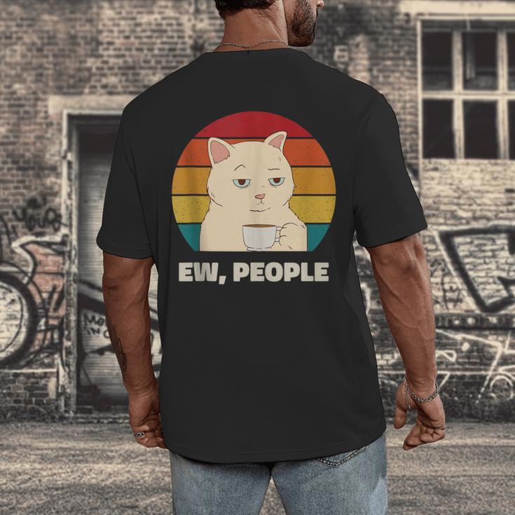 Ew People Introvert Cat Lover Crazy Colorful Cat Lady Men's Back Print T-Shirt