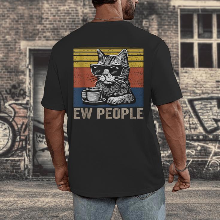 Ew People Introvert Cat Lover Crazy Vintage Cat Lady Men's Back Print T-Shirt