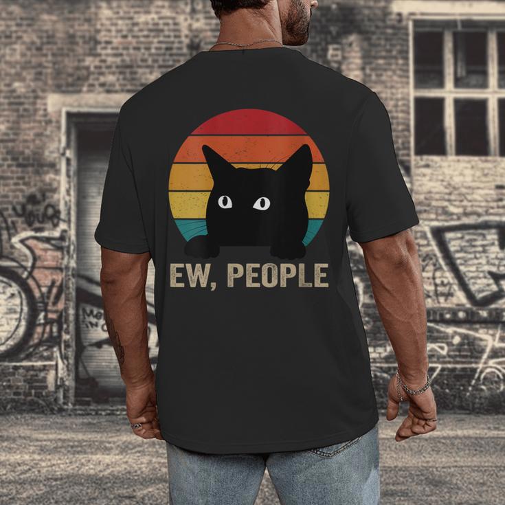 Ew People Introvert Cat Lover Cat Lady Vintage Men's Back Print T-Shirt