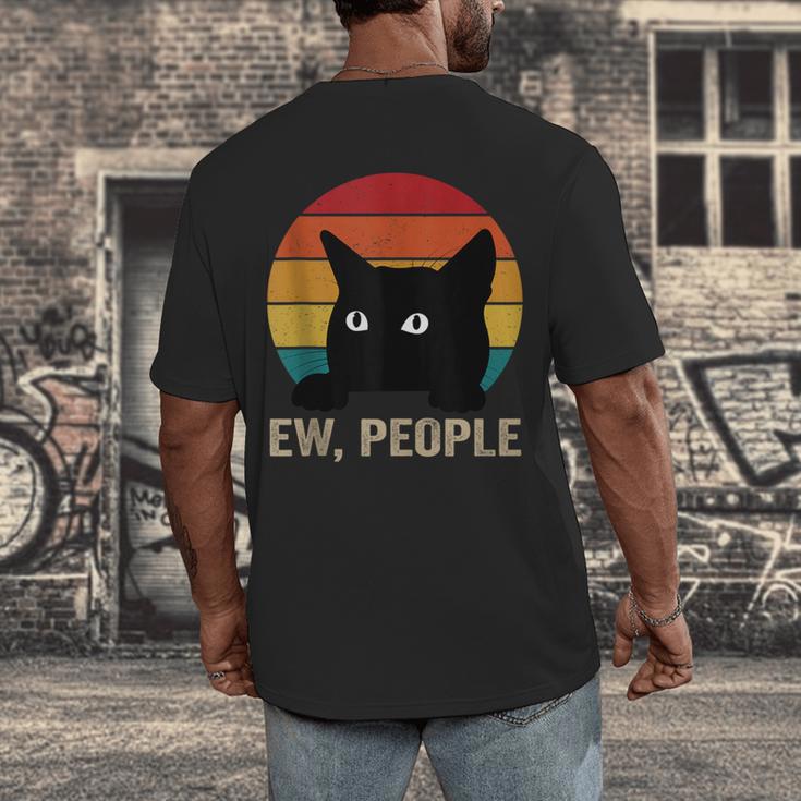 Ew People Introvert Cat Lover Cat Lady Vintage Men's Back Print T-Shirt