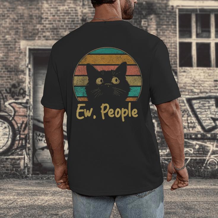 Ew People Retro Cat Lover Social Introvert Men's Back Print T-Shirt