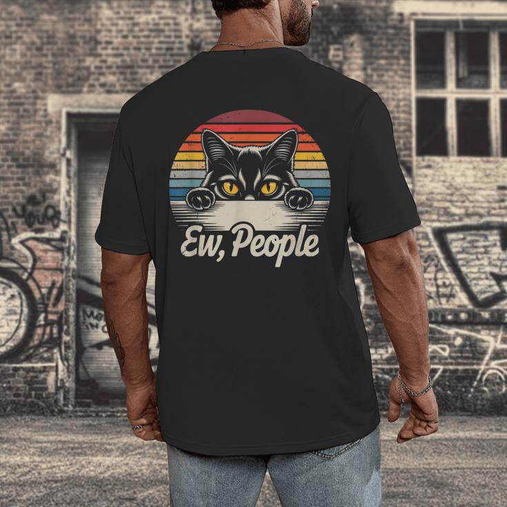 Ew People Retro Cat Vintage Anti Social Introvert Men's Back Print T-Shirt