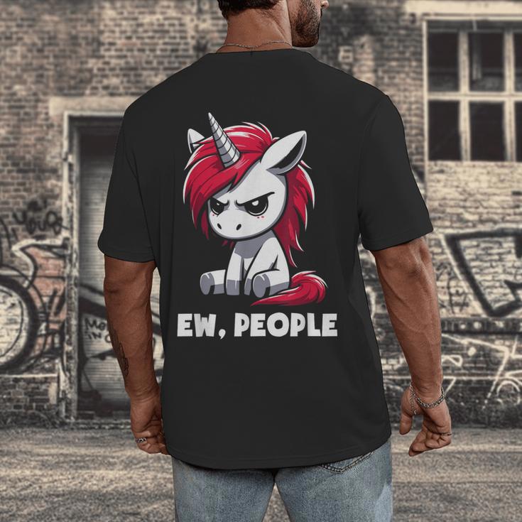 Ew People Unicorn Sarcastic Humor Introvert Men's Back Print T-Shirt Ew People Unicorn Sarcastic Humor Introvert Men's Back Print T-Shirt