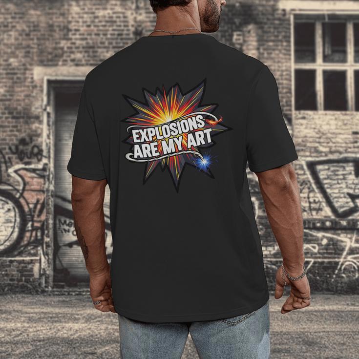 Explosions Are My Art Comic Book Boom Men's Back Print T-Shirt
