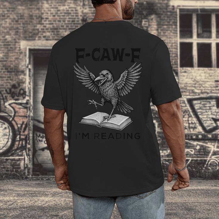 F-Caw-F Crow Book Lovers Vintage Bookish Bird Men's Back Print T-Shirt F-Caw-F Crow Book Lovers Vintage Bookish Bird Men's Back Print T-Shirt