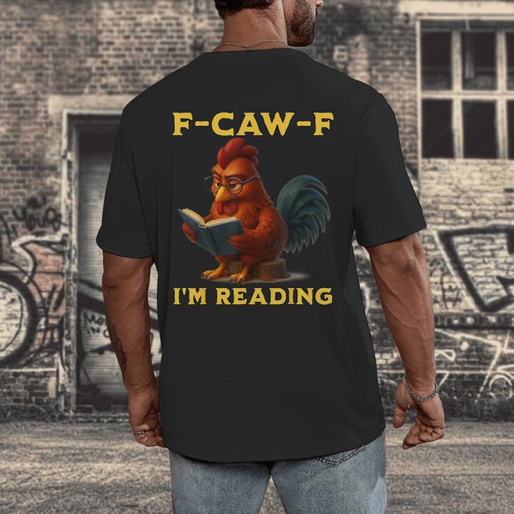 F-CAW-F I'm Reading Chicken Book Lover Introvert Meme Men's Back Print T-Shirt F-CAW-F I'm Reading Chicken Book Lover Introvert Meme Men's Back Print T-Shirt