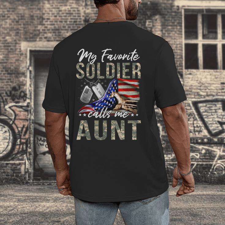 My Favorite Soldier Calls Me Aunt US Army Graduation Aunt Men's Back Print T-Shirt