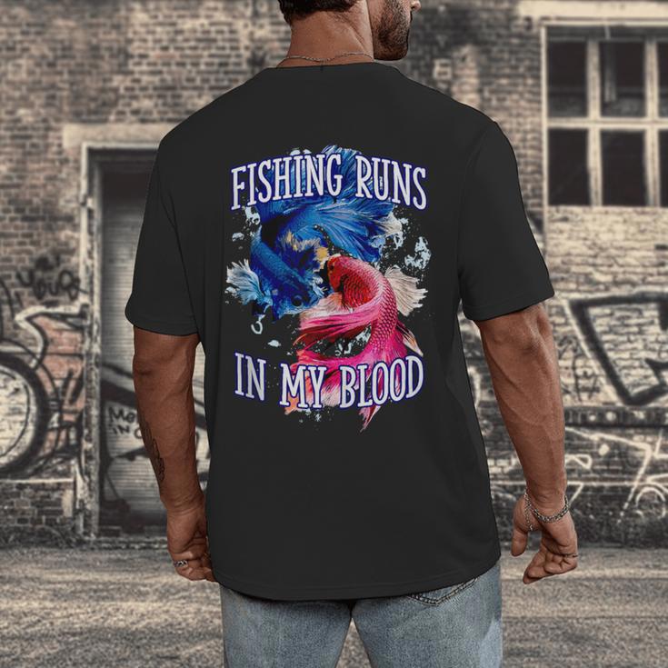 Fishing Runs In My Blood Introvert Hobby Antisocial Men's Back Print T-Shirt