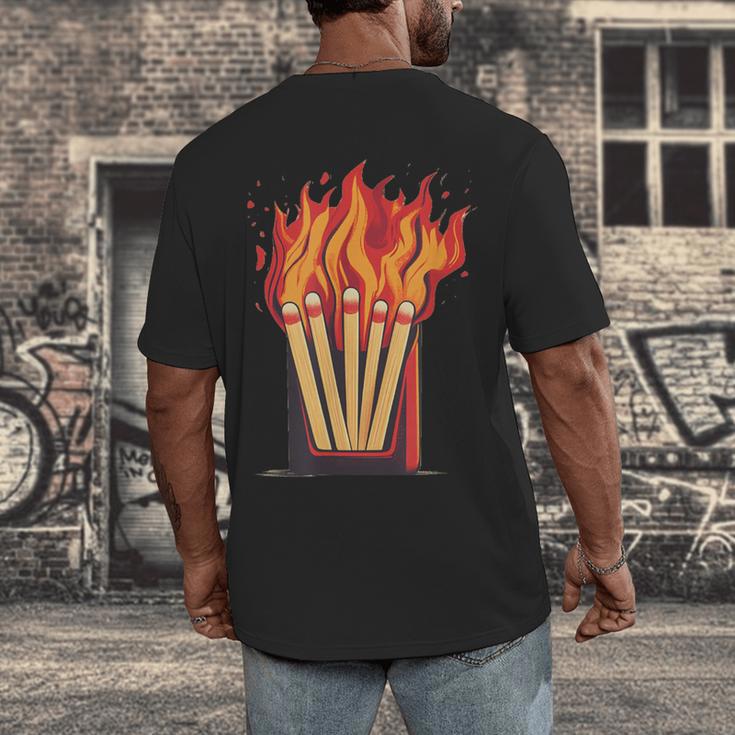 Flames And Lighter Costume For Matchbook Lovers Men's Back Print T-Shirt