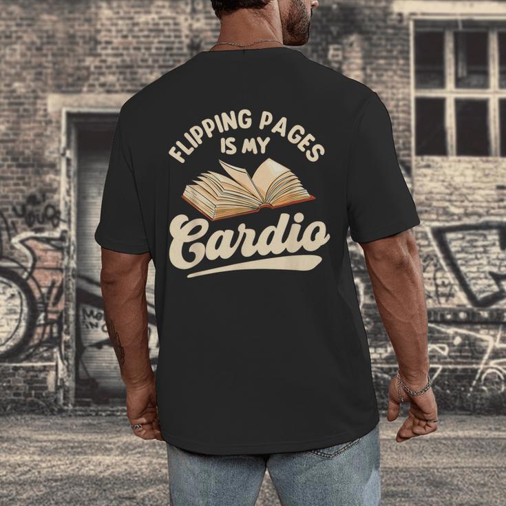 Flipping Pages Is My Cardio Book Lover Reading Bookworm Men's Back Print T-Shirt Flipping Pages Is My Cardio Book Lover Reading Bookworm Men's Back Print T-Shirt