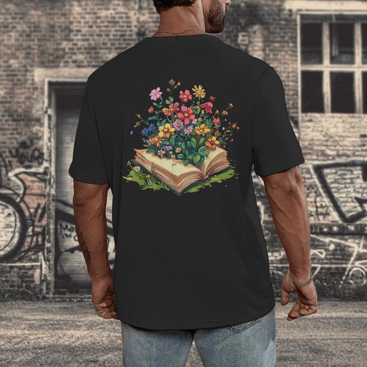 Floral Book Bloom Wildflowers Literature Nature Fantasy Men's Back Print T-Shirt