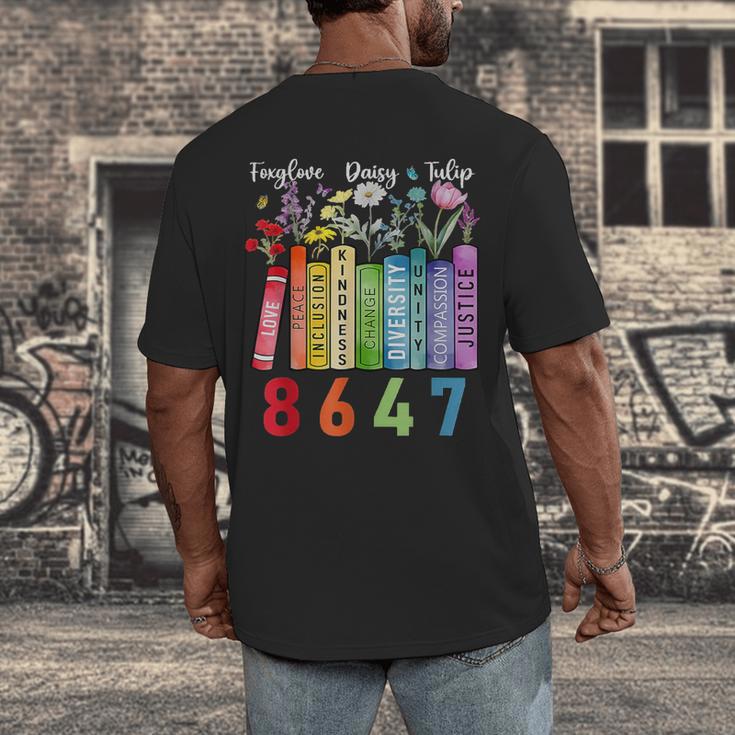 Floral Foxglove Daisy Tulip 8647 Books Lover Blooming Flower Men's Back Print T-Shirt