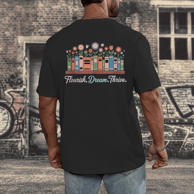 Flourish Dream Thrive Floral Books For Book Lovers Men's Back Print T-Shirt