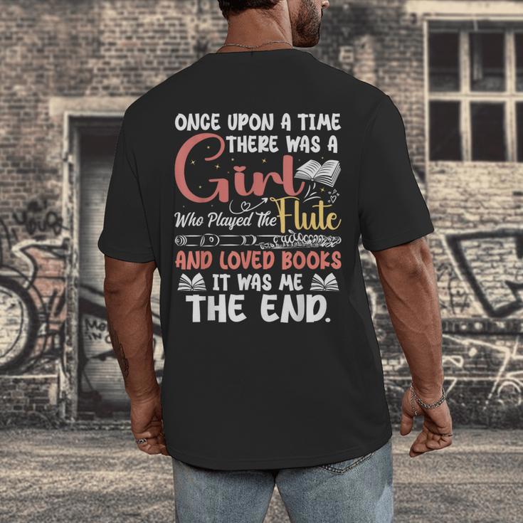 Flute Player Book Lover Flutist Marching Band Musician Flute Men's Back Print T-Shirt