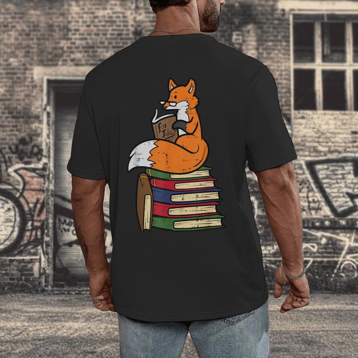 Fox Books Read Reading Librarian America Men Women Kids Men's Back Print T-Shirt