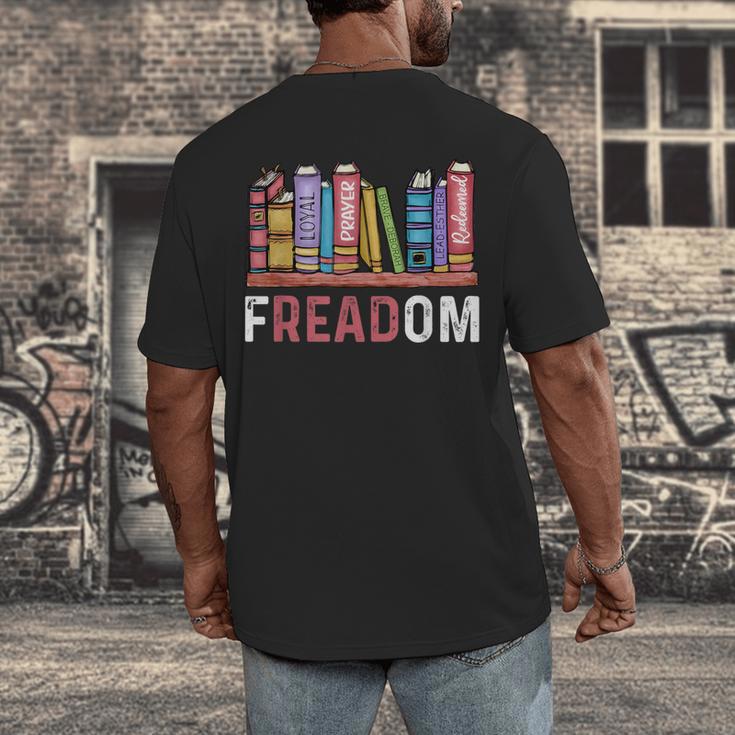 Freadom Anti Ban Books Freedom To Read Book Lover Reading Men's Back Print T-Shirt Freadom Anti Ban Books Freedom To Read Book Lover Reading Men's Back Print T-Shirt