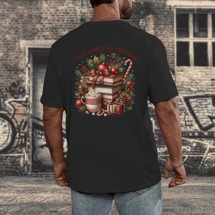 Fully Booked For Christmas Cozy Holiday Books Winter Reading Men's Back Print T-Shirt