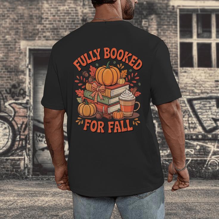 Fully Booked For Fall Books Pumpkin Autumn Thanksgiving Men's Back Print T-Shirt Fully Booked For Fall Books Pumpkin Autumn Thanksgiving Men's Back Print T-Shirt