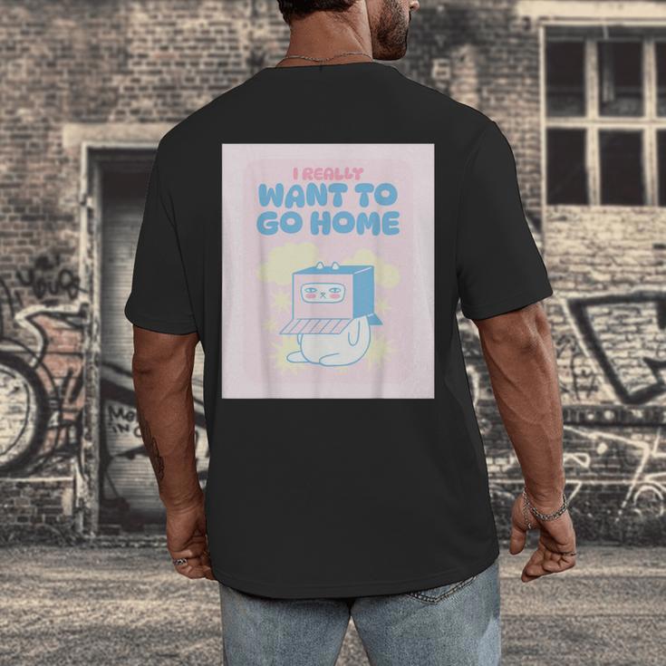 Fun Cute Introvert Cat Character Quote Men Women Men's Back Print T-Shirt Fun Cute Introvert Cat Character Quote Men Women Men's Back Print T-Shirt